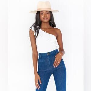 Show Me Your Mumu Ophelia Ruffle Bodysuit Bone white women’s size small